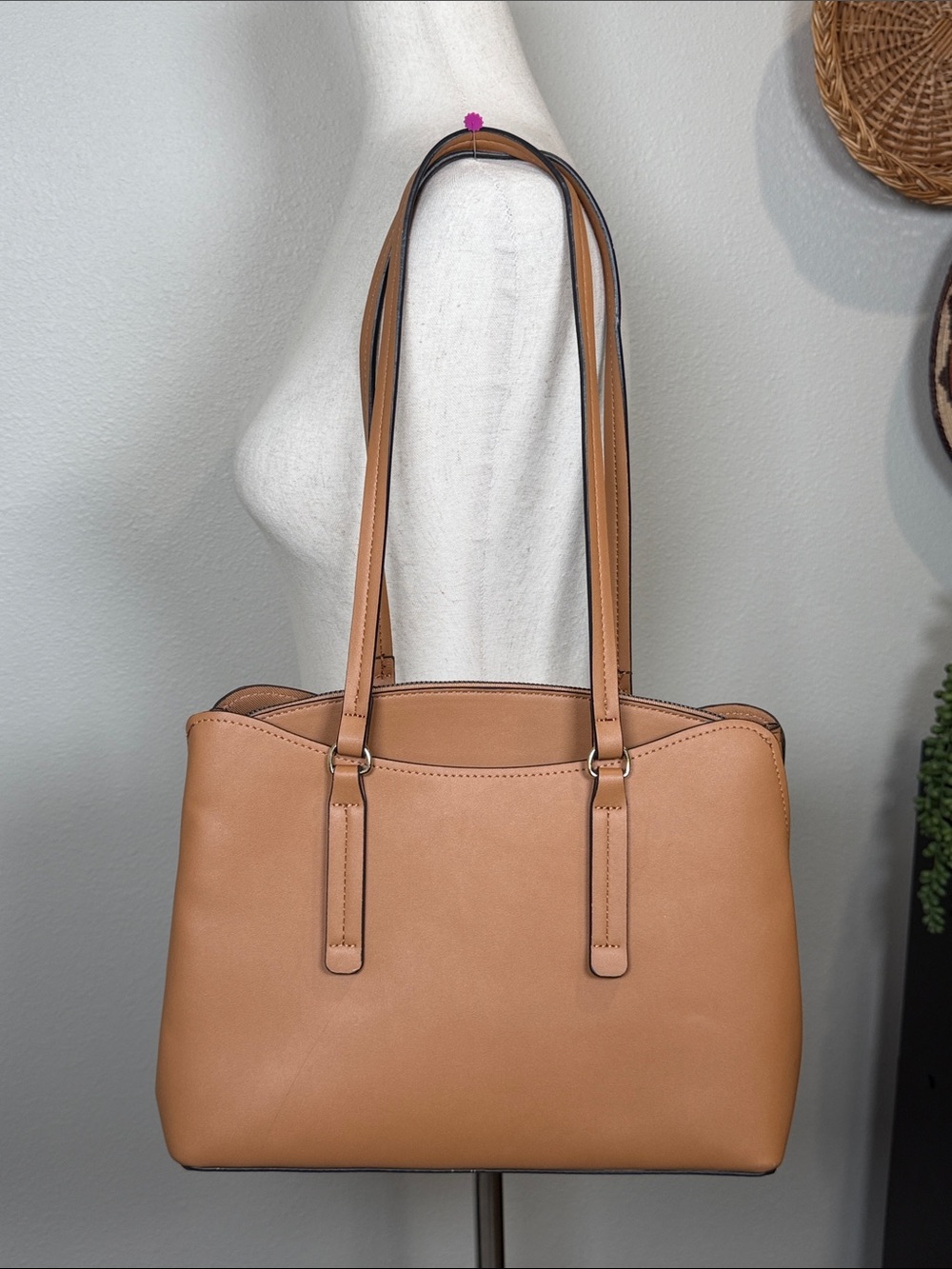 Nanette Lapore Liam Triple Section Shoulder Bag Cheetah Print Tan Vegan Leather - Picture 4 of 14